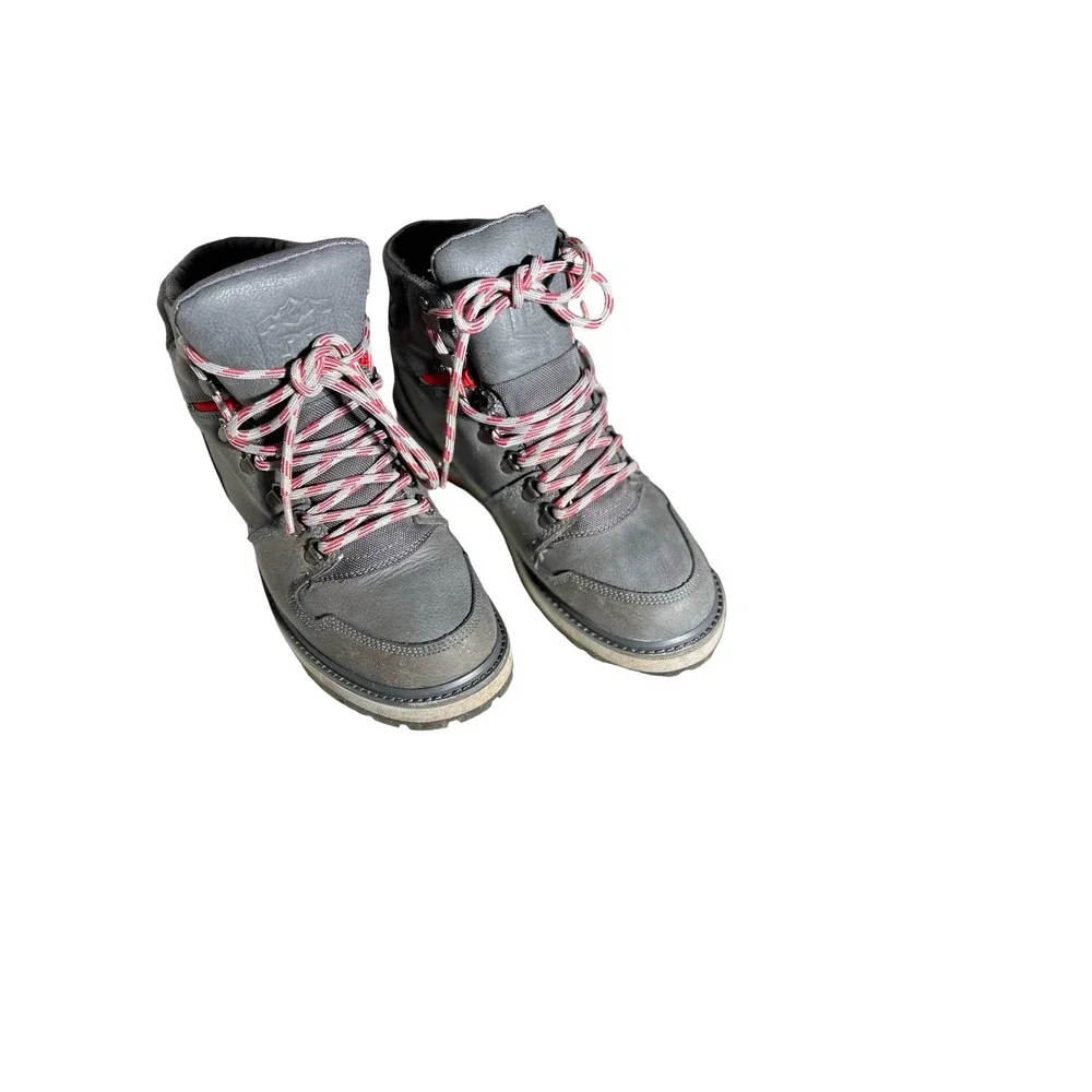 DC Shoes Peary Mens Grey Leather Winter Boots Red Accents High Top 320395 Size 9